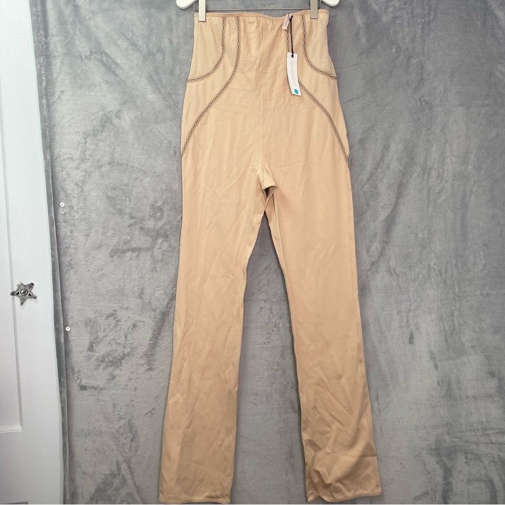 NWT Wear In Good Health Embroidered Sand Beige High Rise Shape Wear Pants Sz M